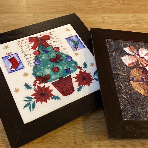 Pair of Holiday Prints with Wooden Frames - Picture 2 of 9